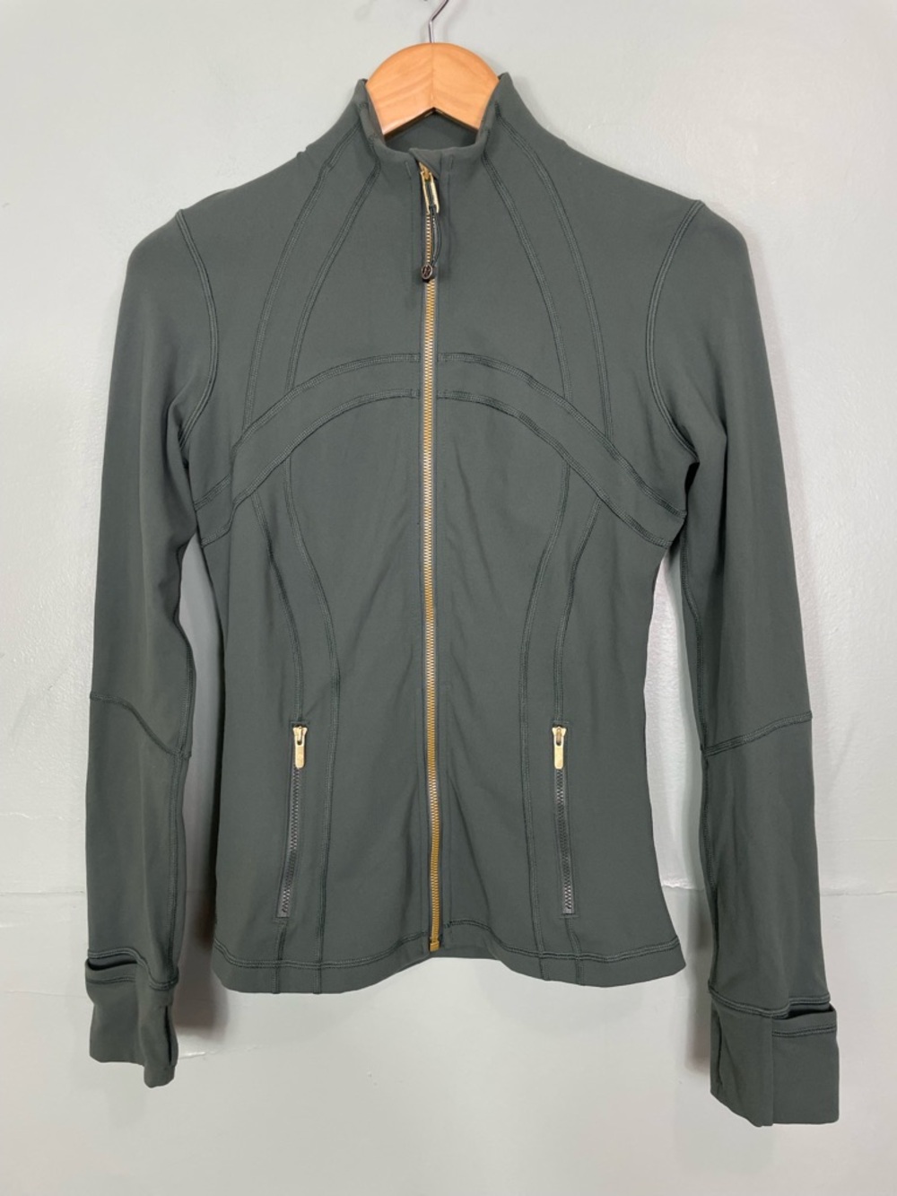 Lululemon Define Jacket Luon Dark Forest Green Gold Hardware Women Size 6 - Picture 2 of 10